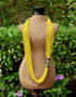 Blue Pottery Three Bead Side Necklace In Yellow